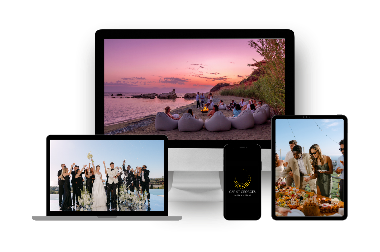 High resolution marketing gallery created for Cap St Georges Hotel and Resort showcasing photography, videography, drone footage and lifestyle content.